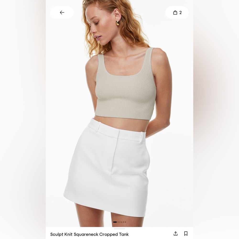 Aritzia Babton Cream Ribbed Crop Top